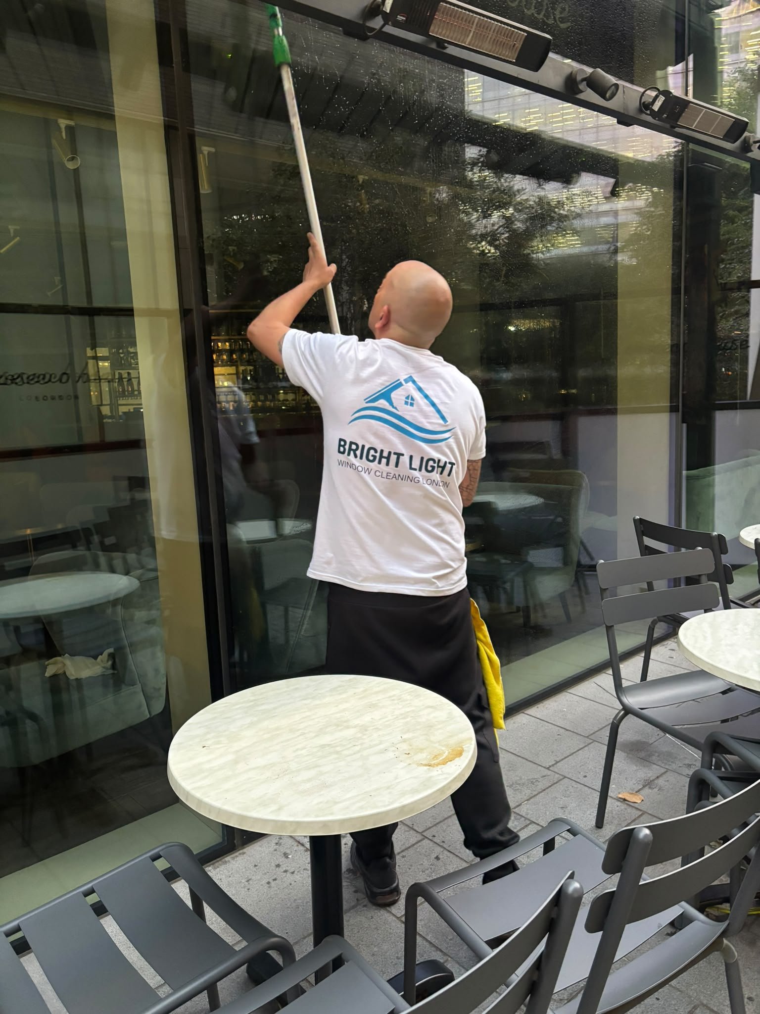 Bright Light Window Cleaning London cleaning large commercial glazing at Prosecco House