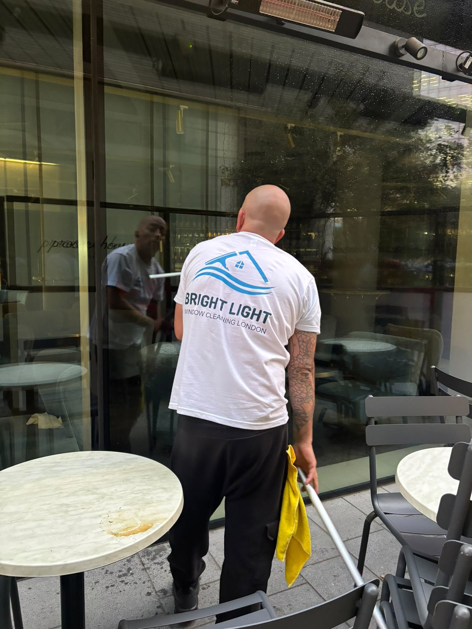 Bright Light Window Cleaning London cleaning large commercial glazing at Prosecco House